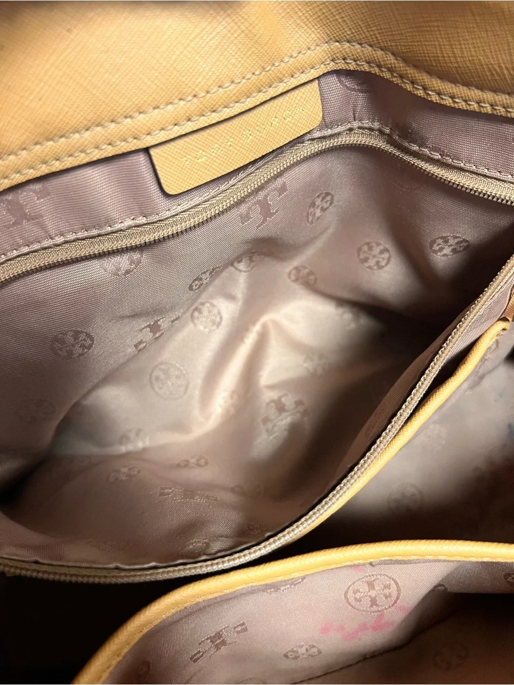 Tory Burch Cognac Leather Zip-Top Tote